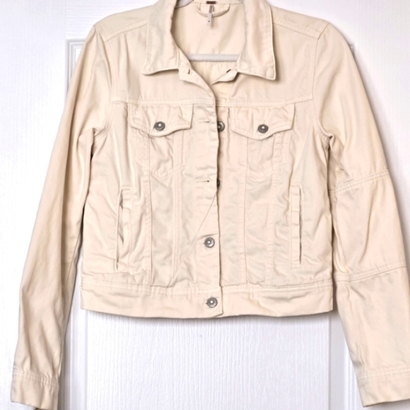 Free People Women's Rumors Denim Jacket Size S ivory - Picture 3 of 13